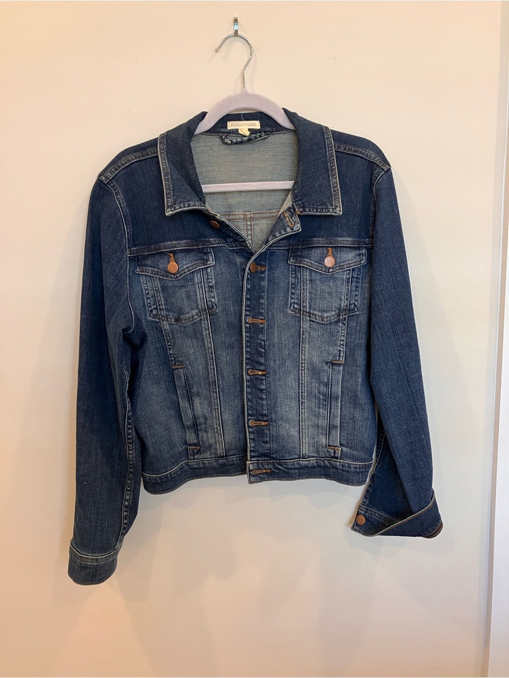 Eileen Fisher Dark Blue Denim Jean Jacket